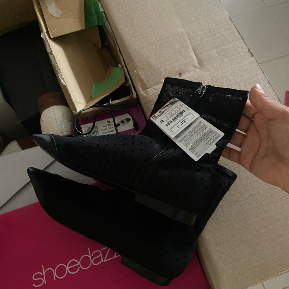 Zara black mesh flats